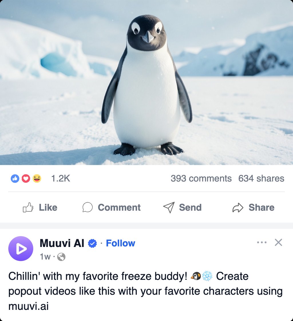 Cute Penguin Popout Social Media Video Post Template