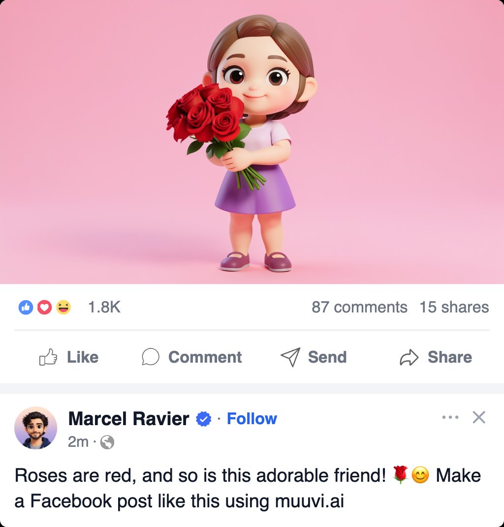 3D Valentine Character with Roses Facebook Video Template