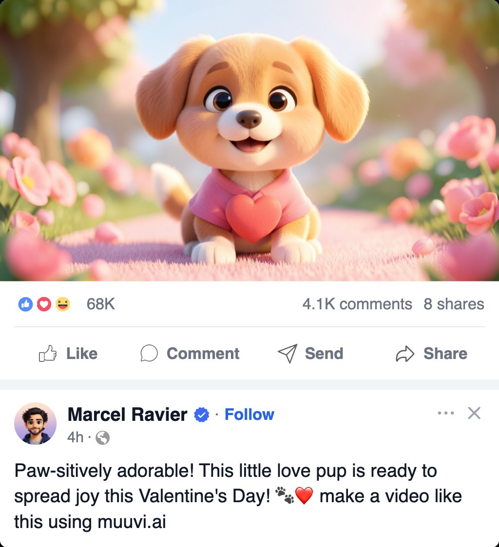 Cute Valentine Dog Character Popout Facebook Post Template