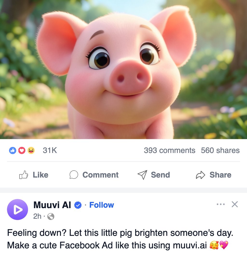 Cute Pig Character Facebook Ad Template